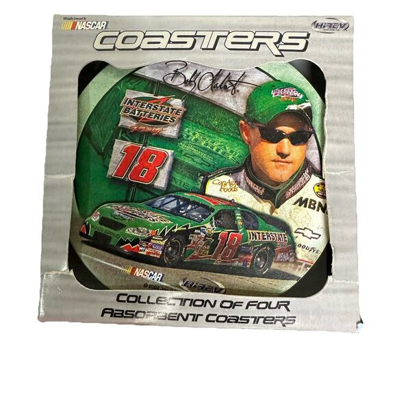 NASCAR Bobby Labonte #18 Interstate Batteries Coasters – Set of 4 – WinCraft - Picture 1 of 2